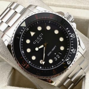 Gucci Dive XL Black Dial Stainless Steel Mens Watch YA136208