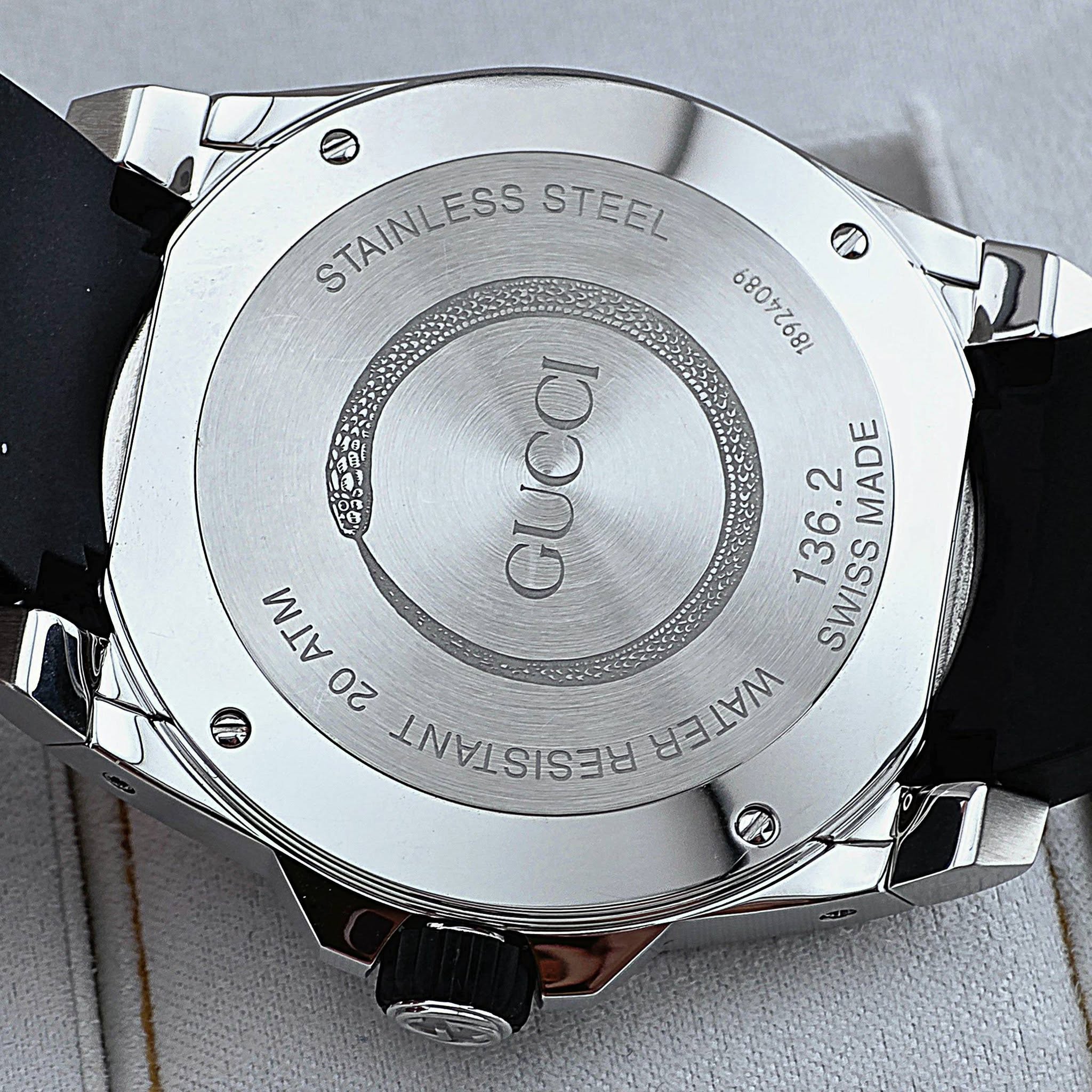 Gucci Dive Snake Black Dial Silver Steel Strap Watch For Men YA136217 - Image 7