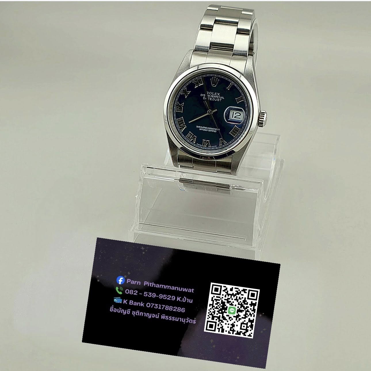 Rolex Oyster Perpetual Datejust Ref. 16200 Blue Roman Dial - Image 7