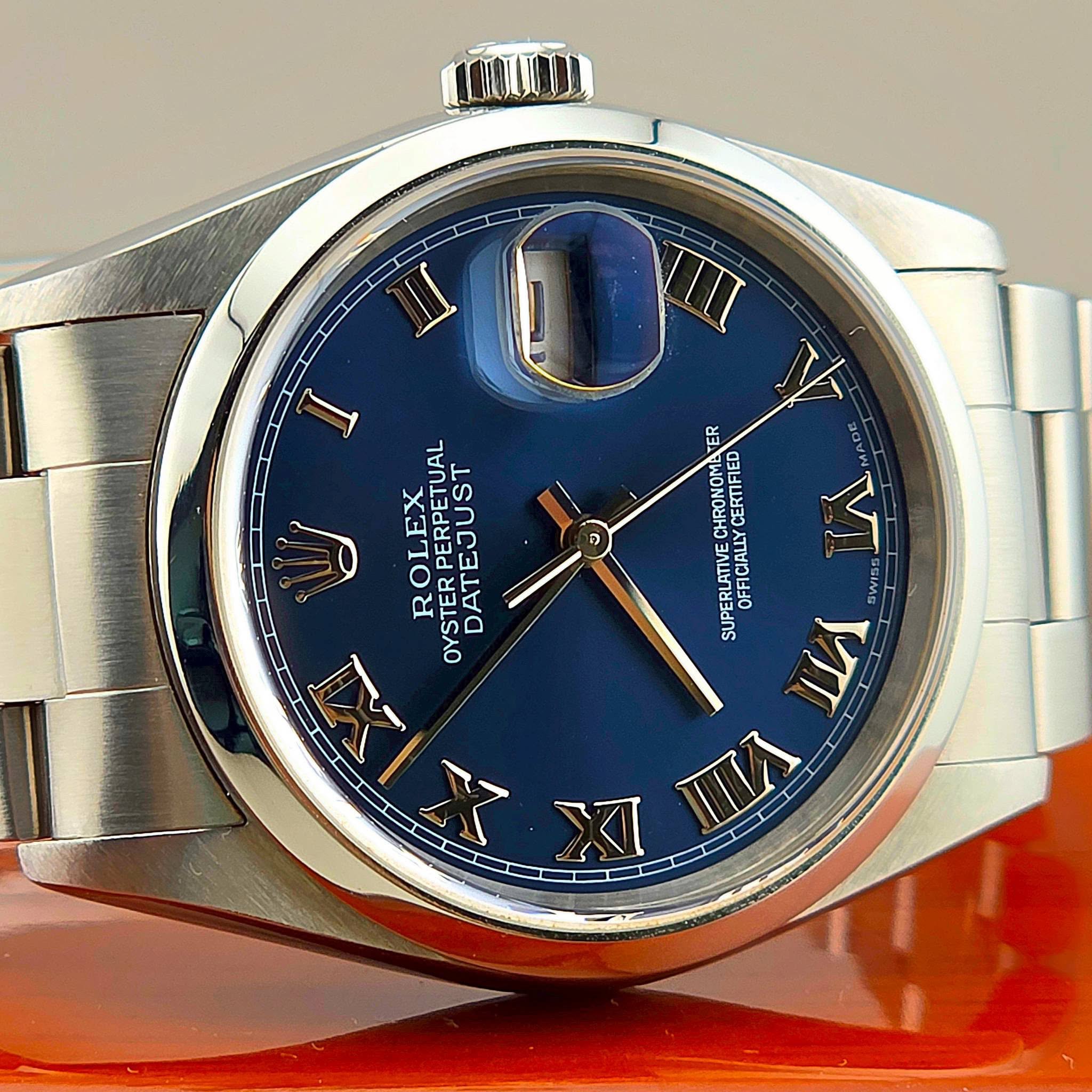 Rolex Oyster Perpetual Datejust Ref. 16200 Blue Roman Dial - Image 9