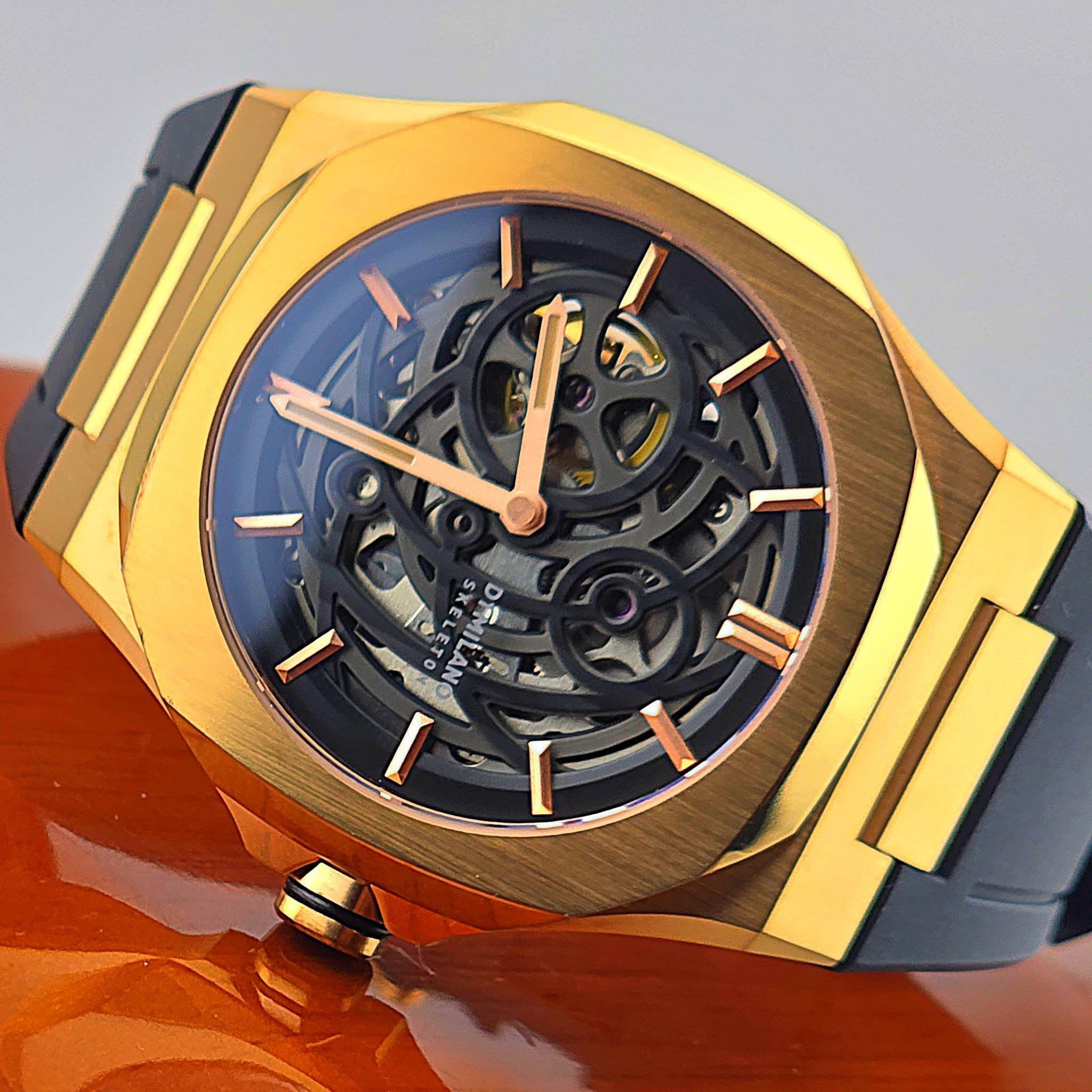 D1 Milano SKRJ / Skeleton Automatic Rose Gold Case Black Dial - Image 3