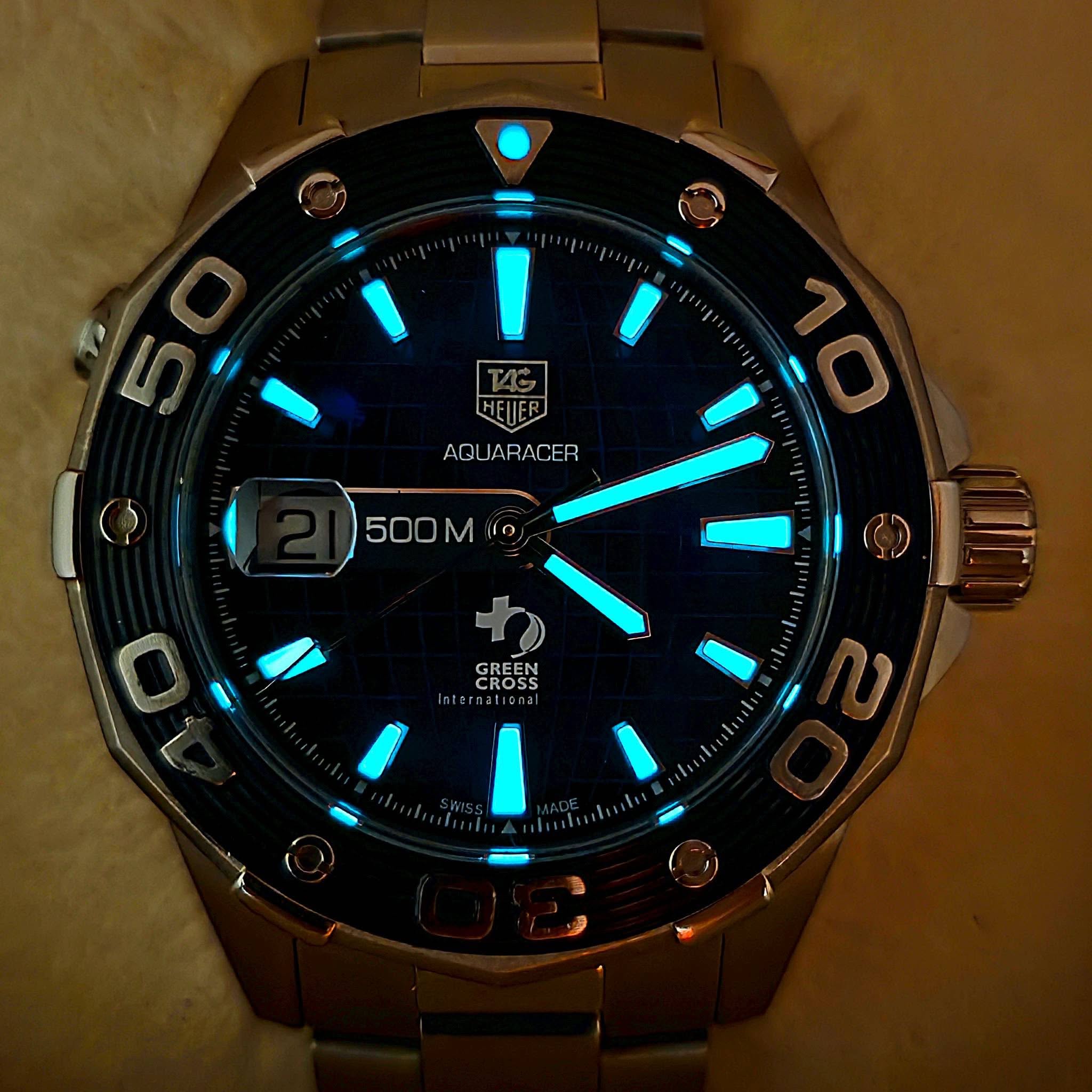 TAG Heuer Aquaracer 500M 43 mm 500M GREEN CROSS Automatic WAJ2116 Limited Ed - Image 4