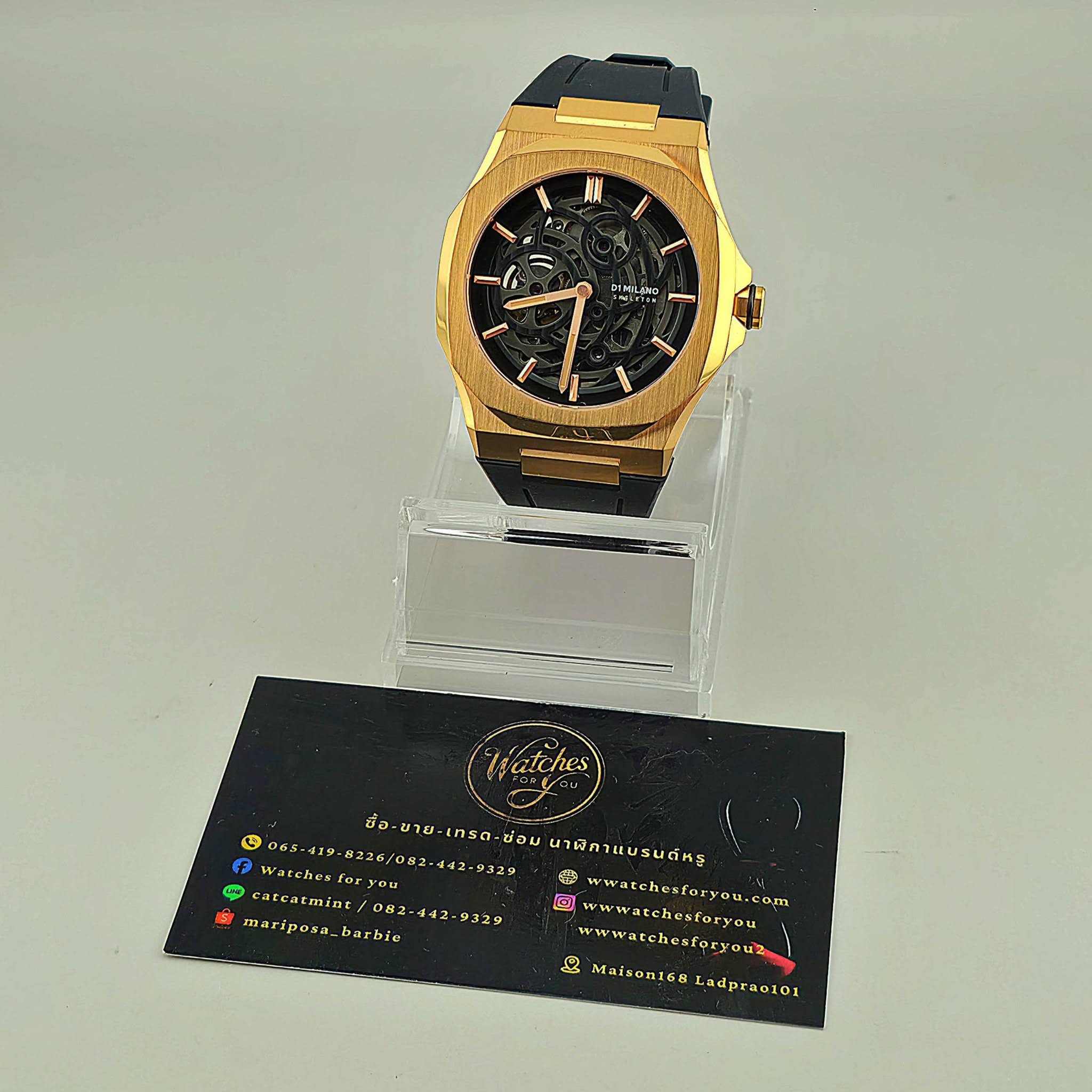 D1 Milano SKRJ / Skeleton Automatic Rose Gold Case Black Dial - Image 4