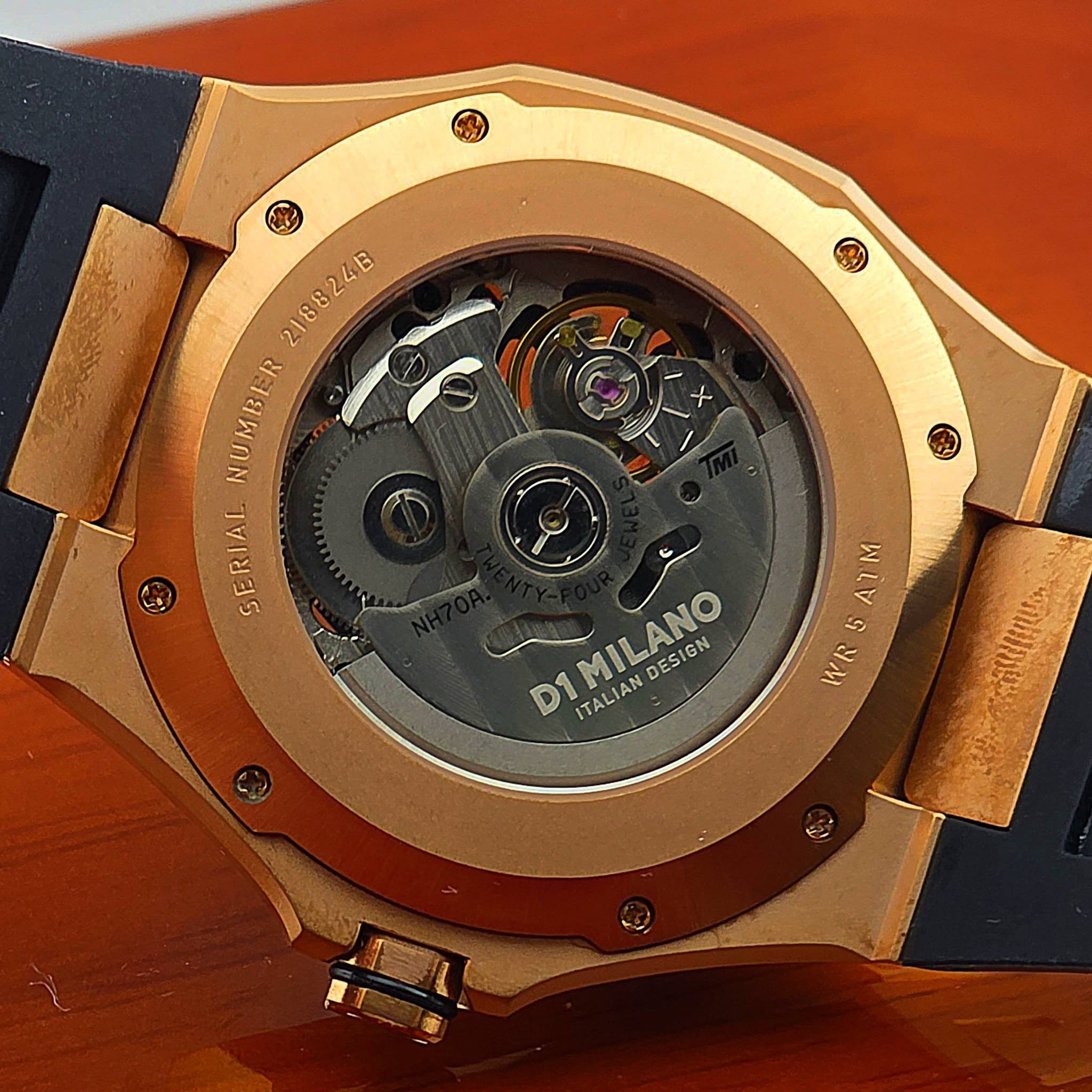 D1 Milano SKRJ / Skeleton Automatic Rose Gold Case Black Dial - Image 5