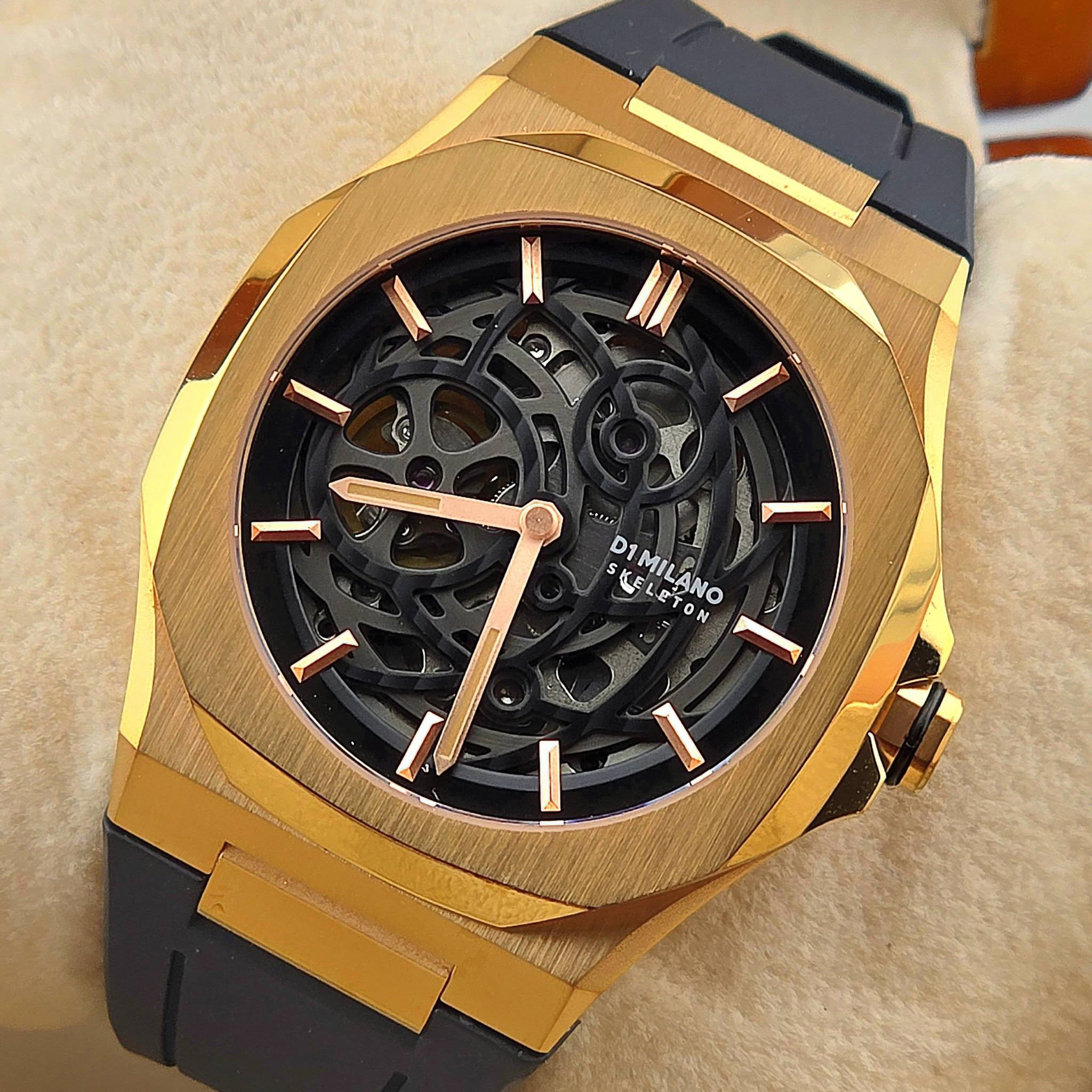 D1 Milano SKRJ / Skeleton Automatic Rose Gold Case Black Dial - Image 6