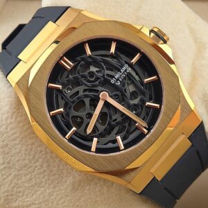 D1 Milano SKRJ / Skeleton Automatic Rose Gold Case Black Dial