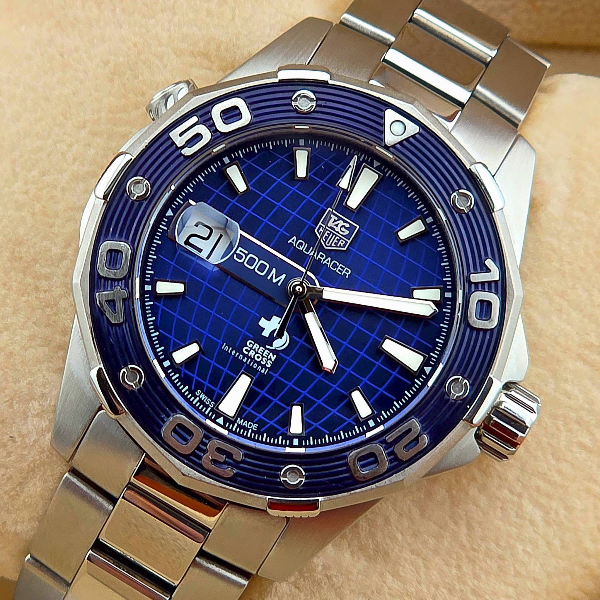 TAG Heuer Aquaracer 500M 43 mm 500M GREEN CROSS Automatic WAJ2116 Limited Ed - Image 10