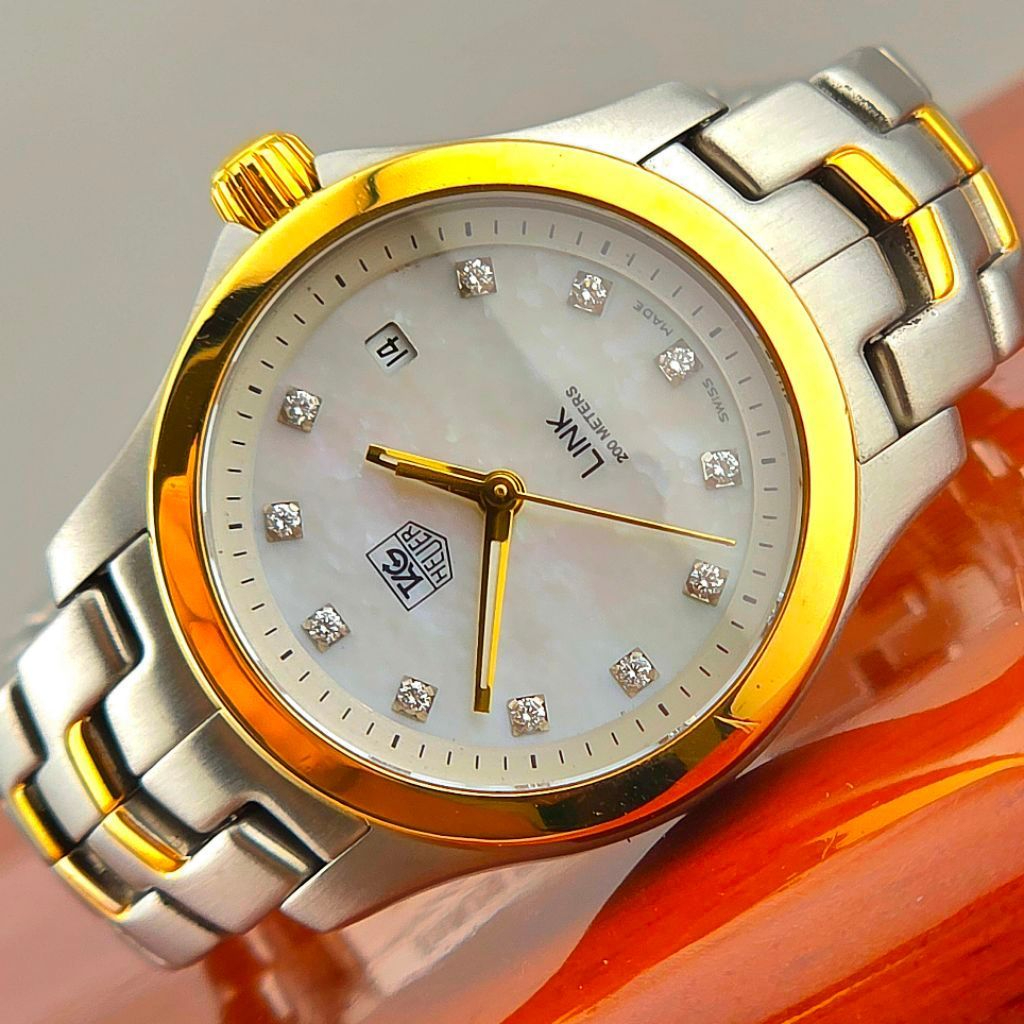 Tag Heuer Link Lady WJF1351 MOP Dial 18K Gold & Diamonds - Image 8