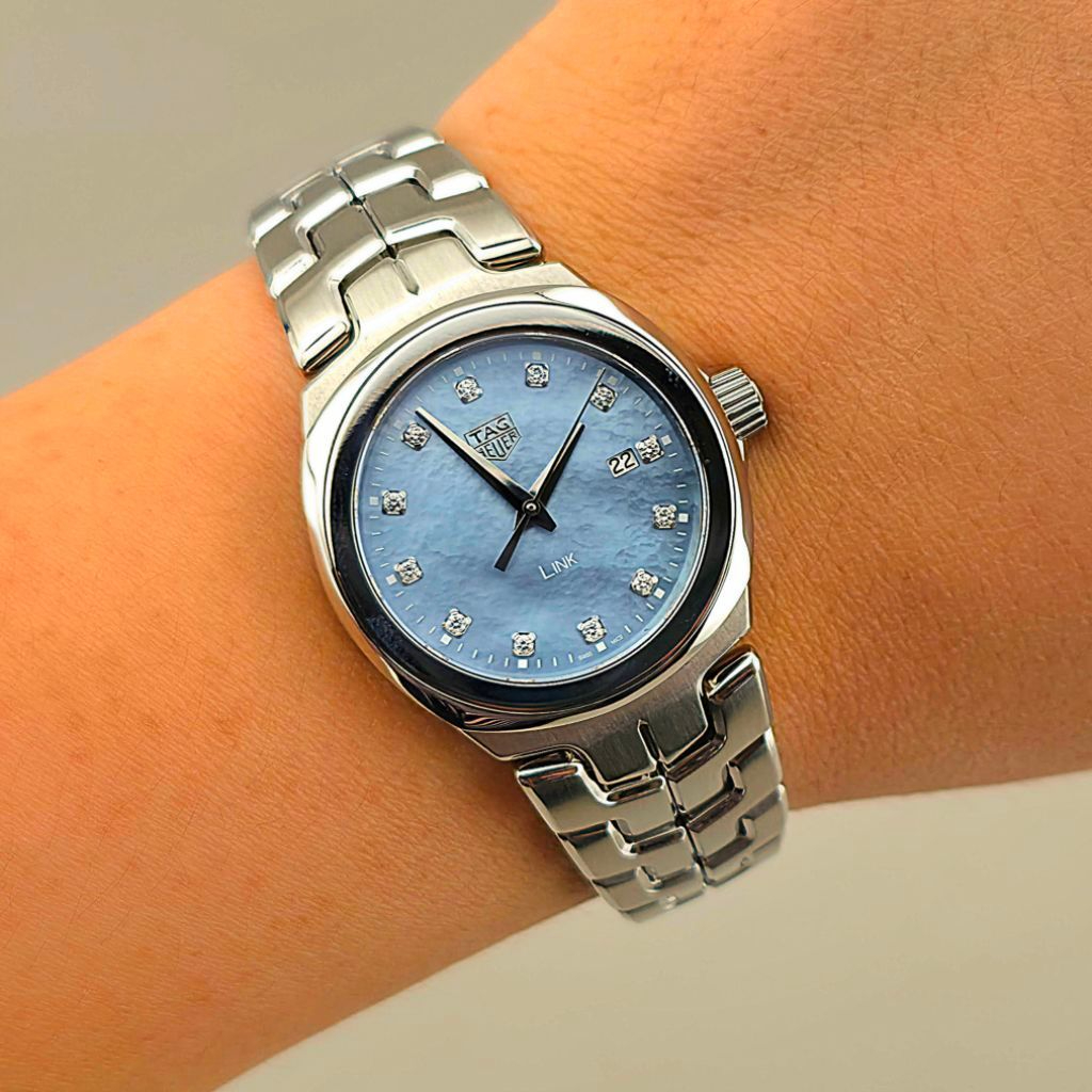 TAG Heuer Link Lady Quartz Blue Mother of Pearl Diamond Dial Ref: WBC1313.BA0600 - Image 3