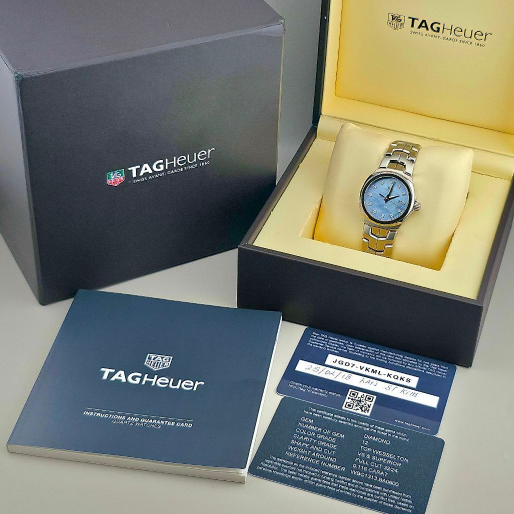 TAG Heuer Link Lady Quartz Blue Mother of Pearl Diamond Dial Ref: WBC1313.BA0600 - Image 5