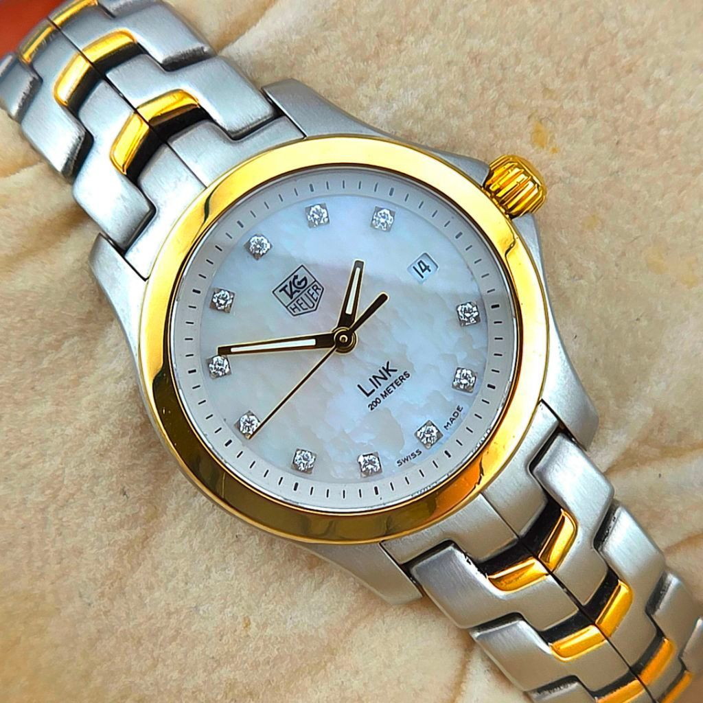 Tag Heuer Link Lady WJF1351 MOP Dial 18K Gold & Diamonds - Image 2