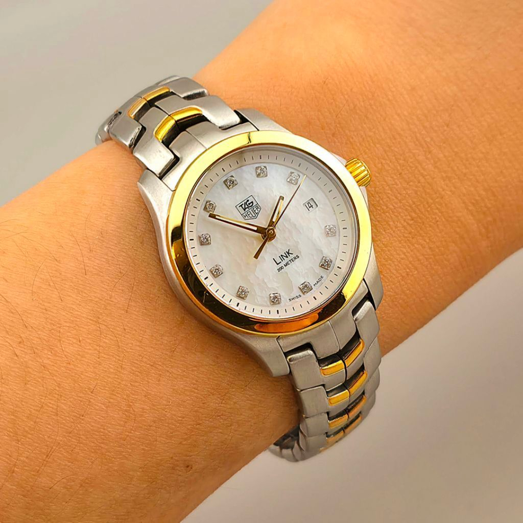 Tag Heuer Link Lady WJF1351 MOP Dial 18K Gold & Diamonds - Image 3