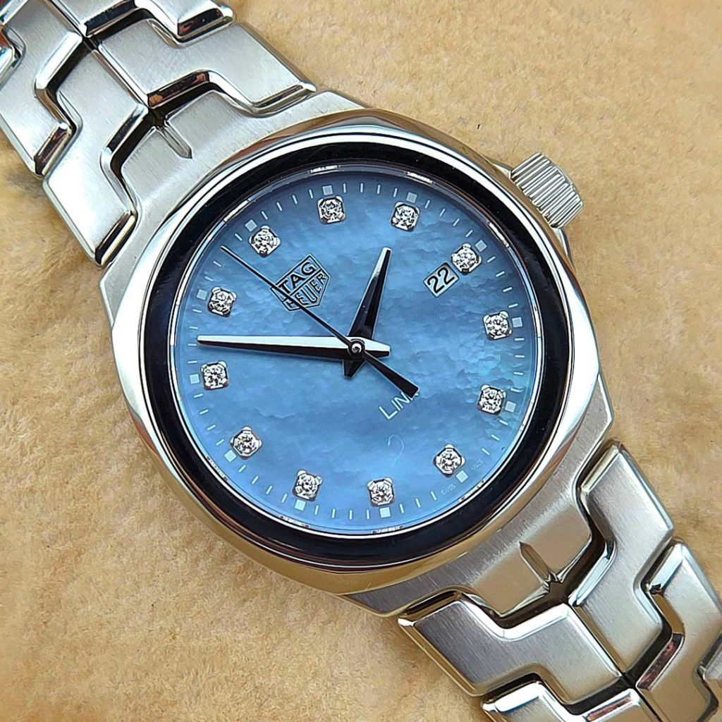 TAG Heuer Link Lady Quartz Blue Mother of Pearl Diamond Dial Ref: WBC1313.BA0600 - Image 7