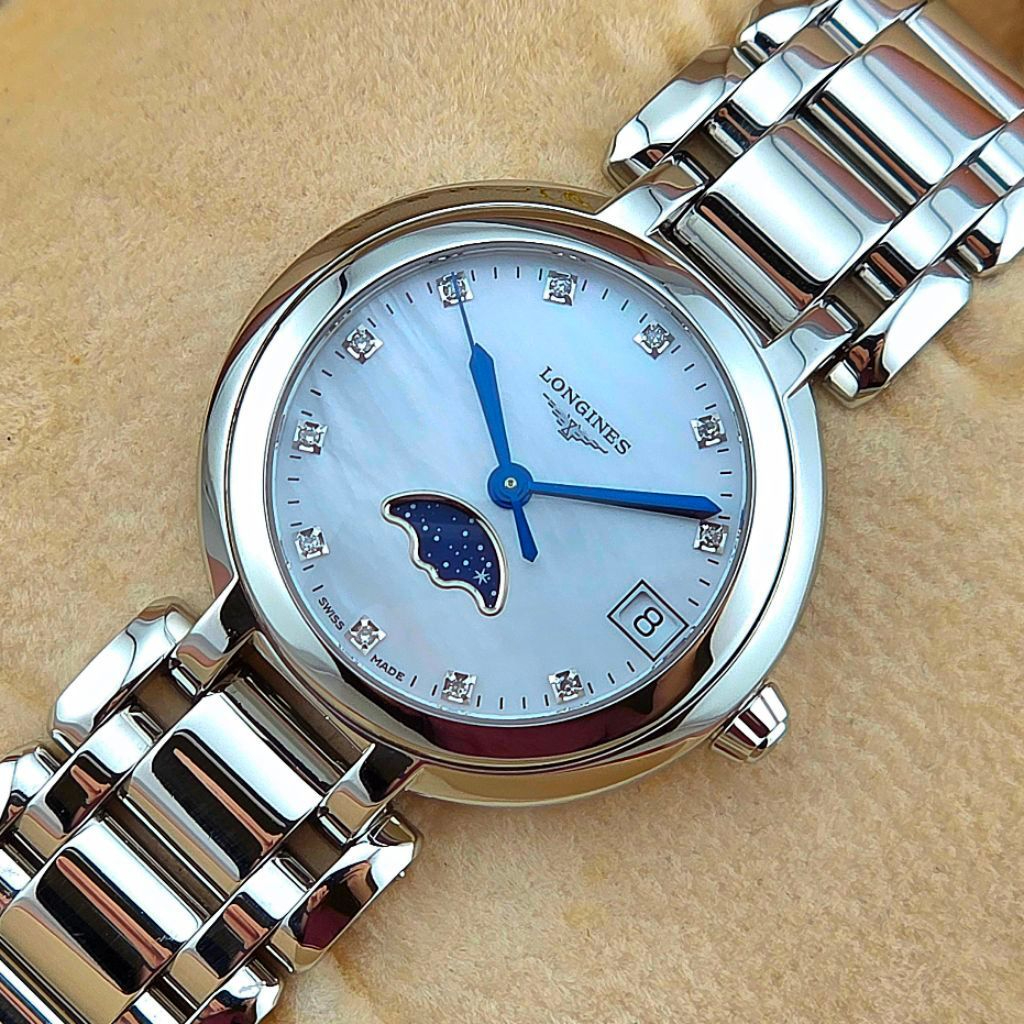 LONGINES PrimaLuna Moonphase Diamond Mother of Pearl 30.5mm Quartz Ref. L8.115.4.87.6 - Image 9