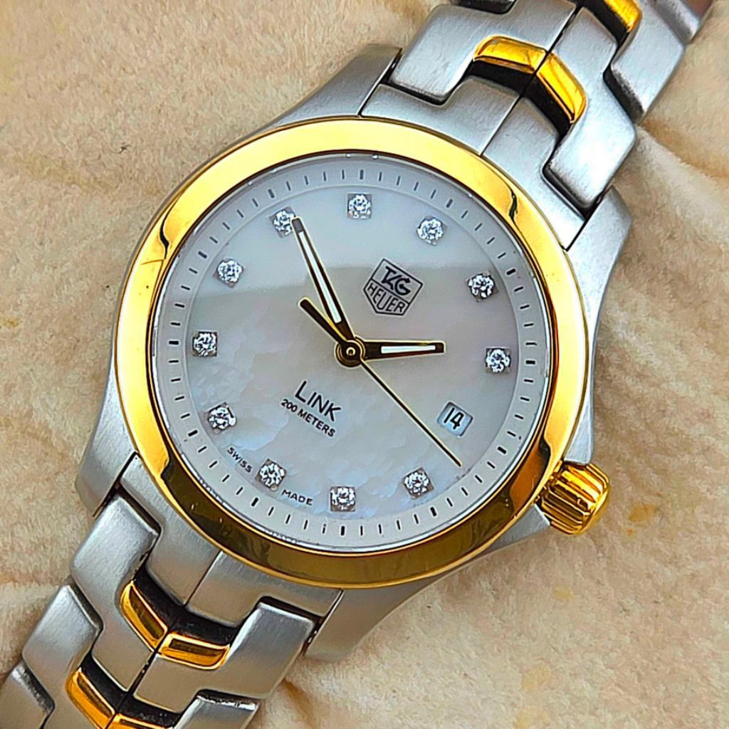 Tag Heuer Link Lady WJF1351 MOP Dial 18K Gold & Diamonds - Image 6