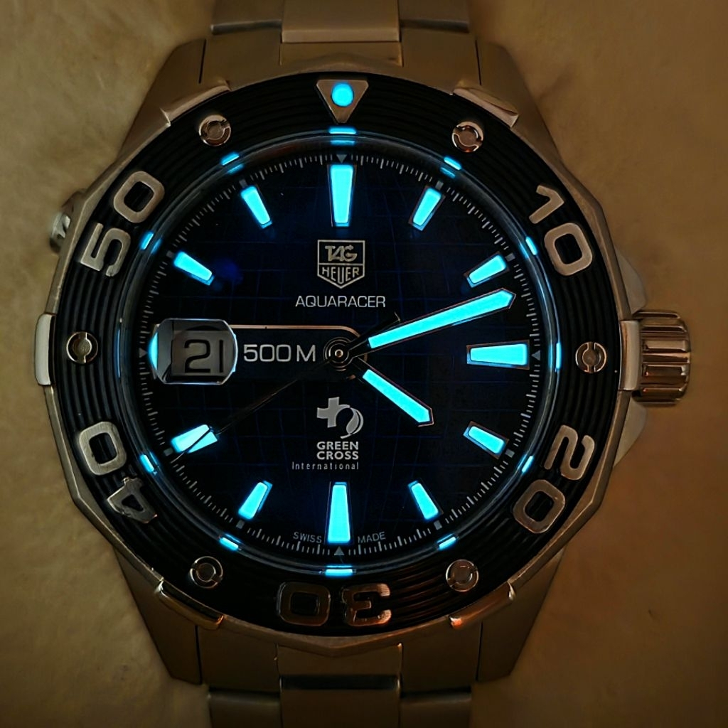 TAG Heuer Aquaracer 500M 43 mm 500M GREEN CROSS Automatic WAJ2116 Limited Ed - Image 9