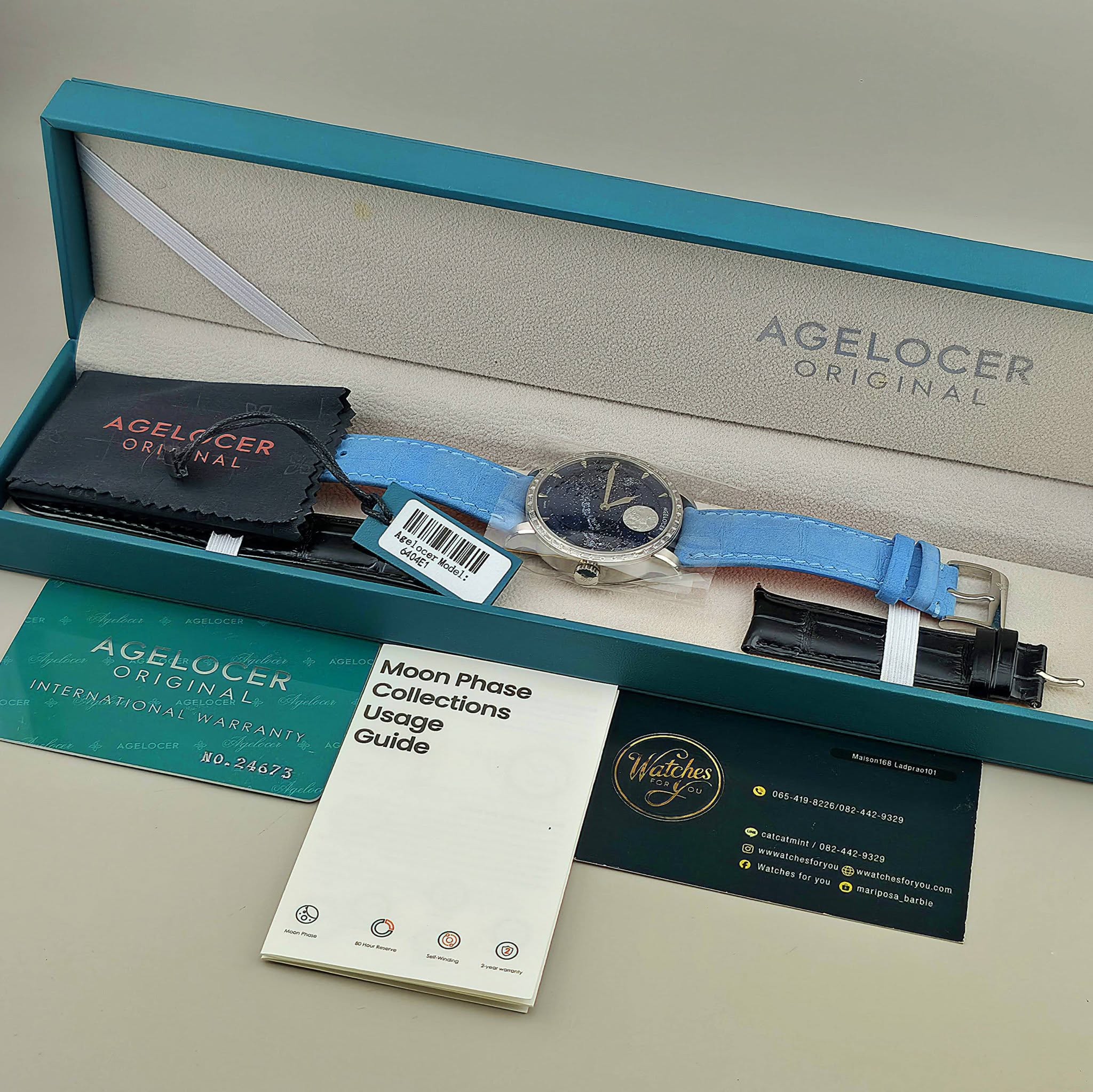 AGELOCER Original Moon Phase Automatic Starry Sky Blue Dial รหัสรุ่น: 6404E - Image 4